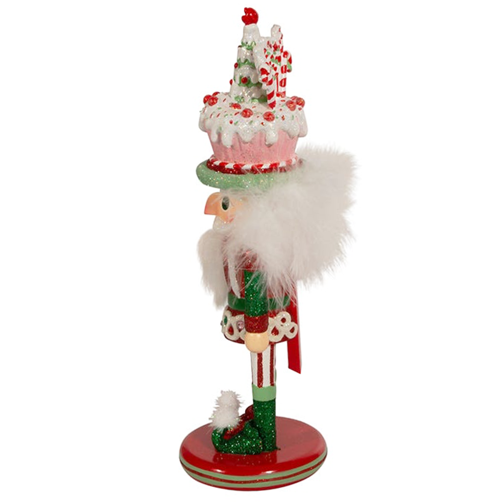 Kurt Adler Hollywood Notenkraker - Met cupcake en kerstboom - Rood en wit - 25cm