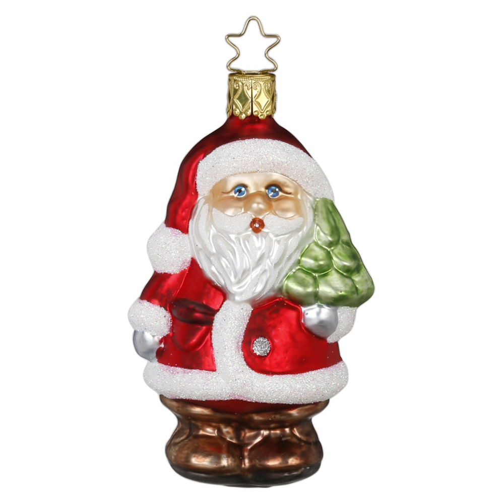 Inge Glas kerstornament - Kerstman met kerstboom