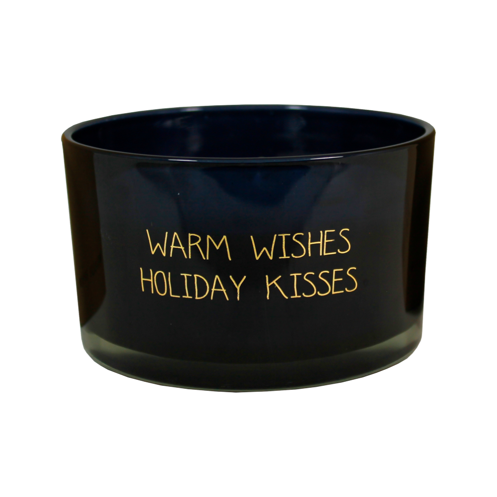 My Flame soja kaars - In glas met "Warm wishes and holiday kisses" - Drie lonten - Zwart