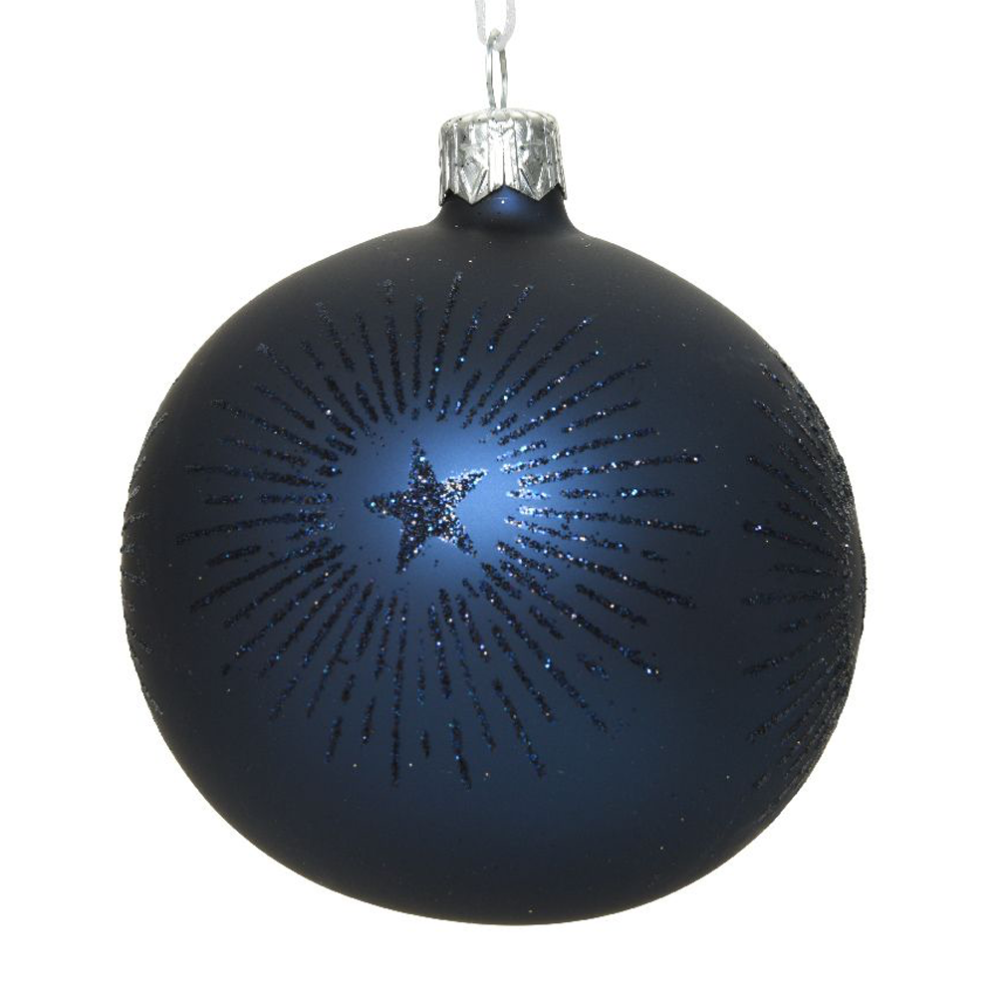 Decoris kerstbal - Met glitter sterren - 8cm