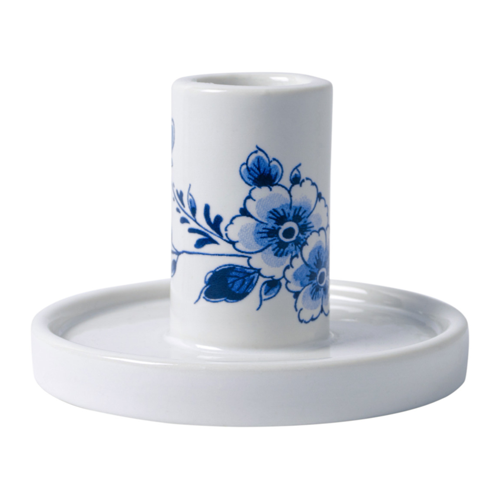 Heinen kandelaar - Met bloem - 6cm