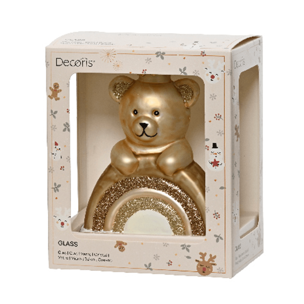 Decoris kerstornament - Beer - Op bruine regenboog