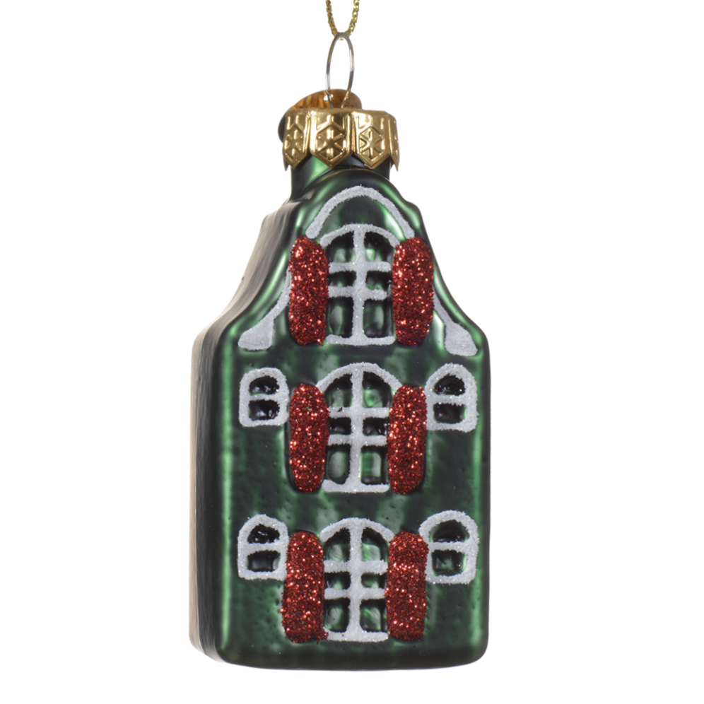 Decoris kerstornament - Grachtenpand - Groen
