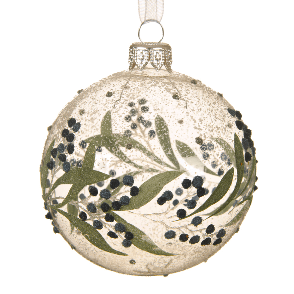 Decoris kerstbal - Met bessen en takken - 8cm