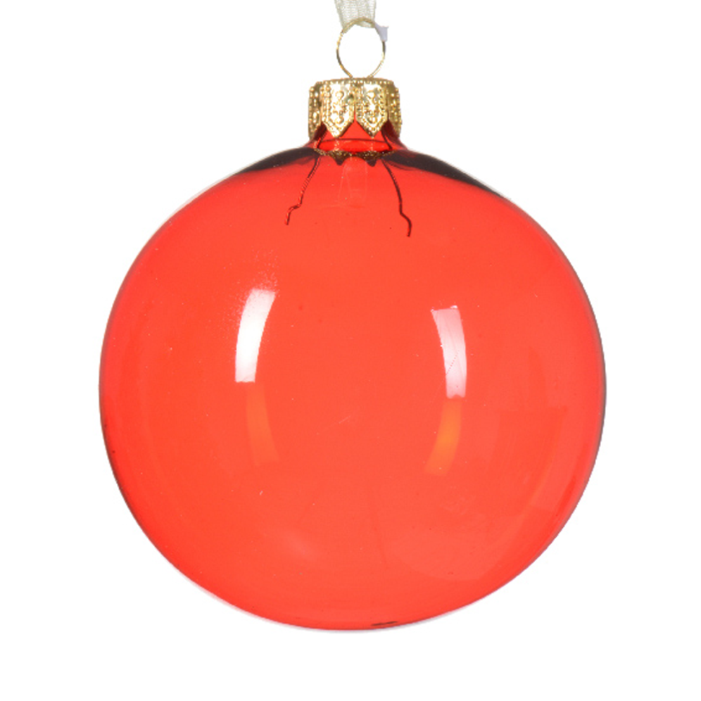 Glazen kerstbal - Helder - Rood