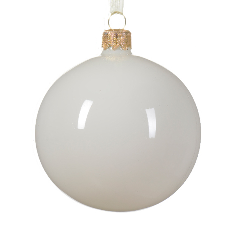 Decoris kerstbal - Wolwit - 8cm