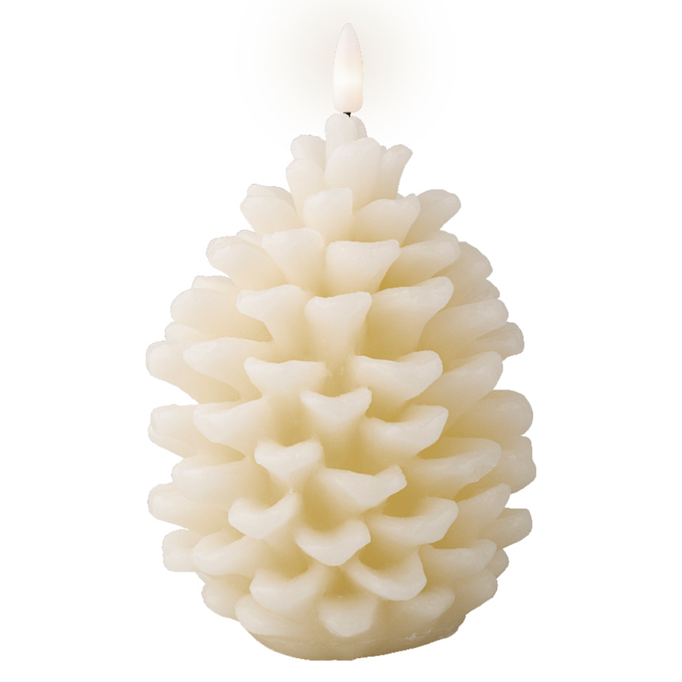 LED kaars - Dennenappel - Creme - 15,5cm