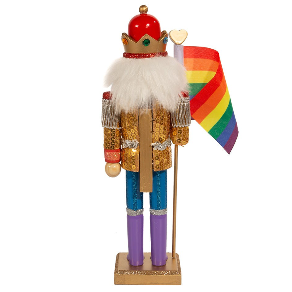 Kurt Adler houten notenkraker - Met regenboog vlag - Pride - 30cm