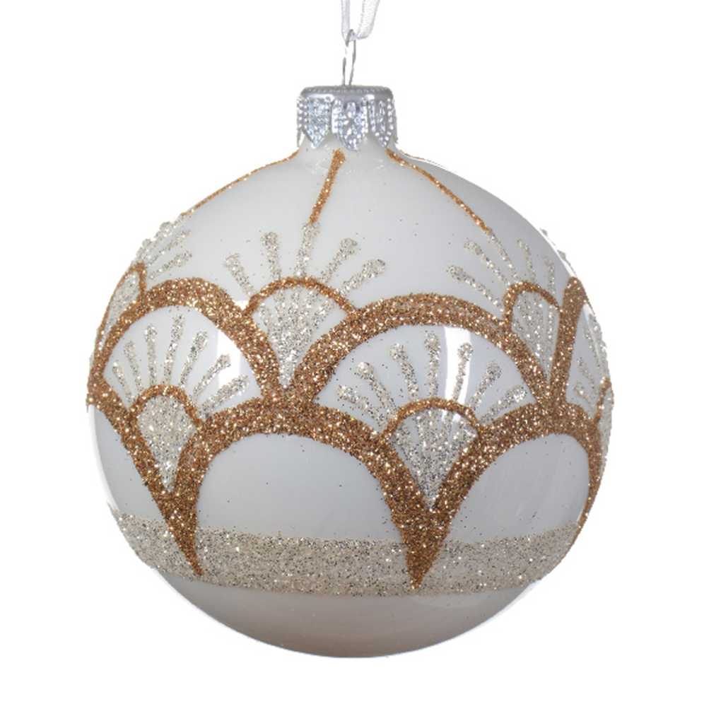 Glazen kerstbal - Met gouden glitters