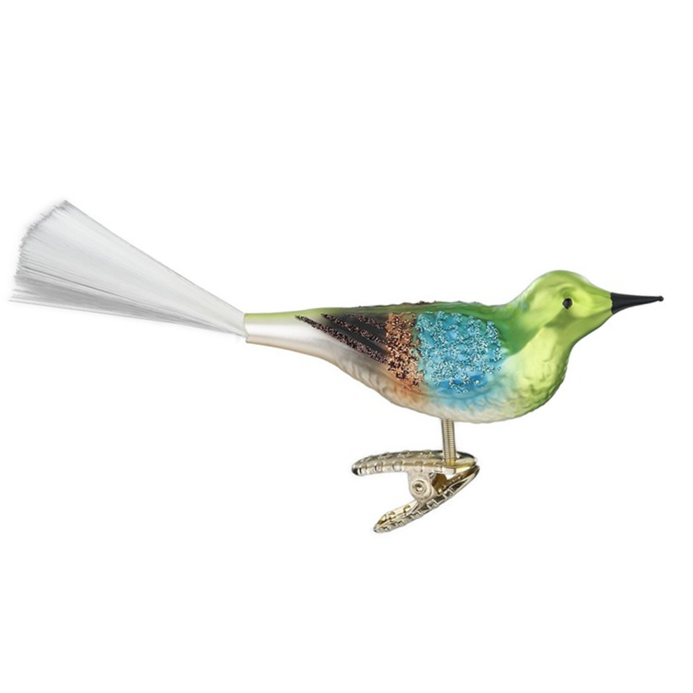 Inge Glas kerstornament - Vogel - Op clip