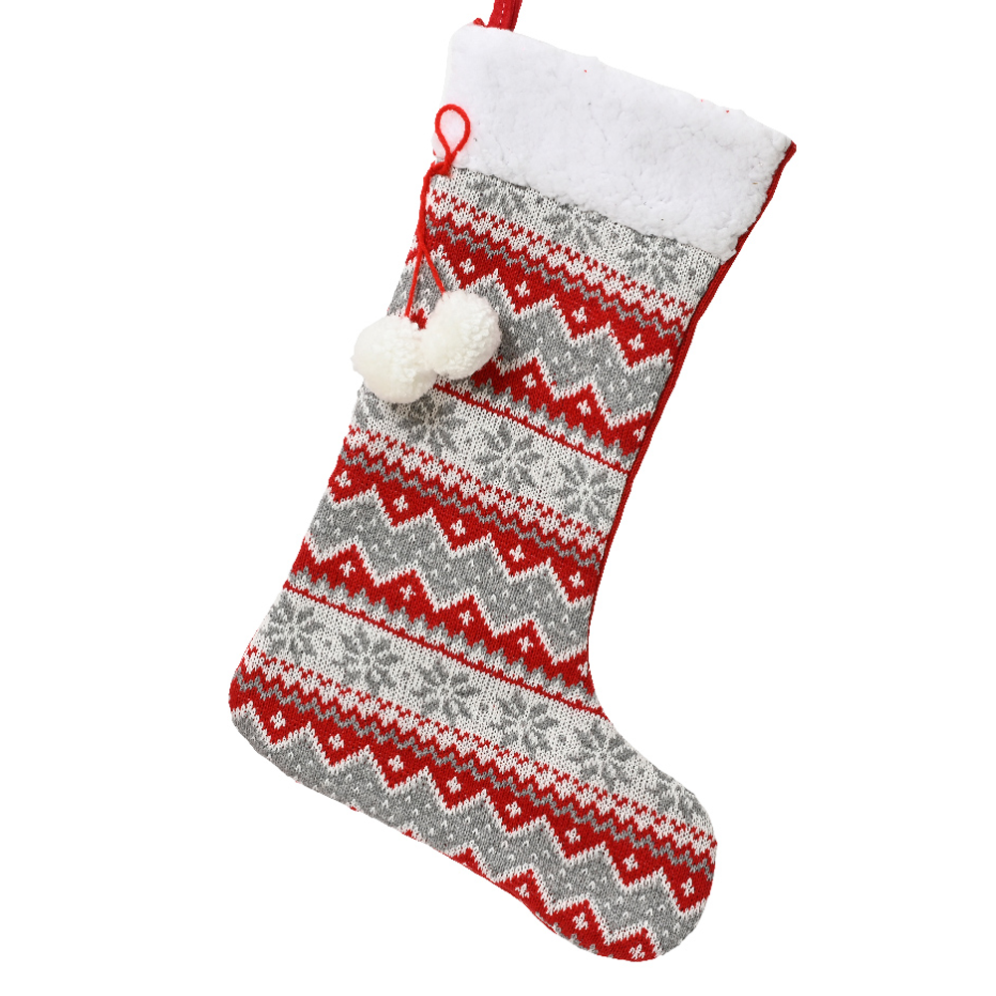 Decoris kerstsok - Met pompoms
