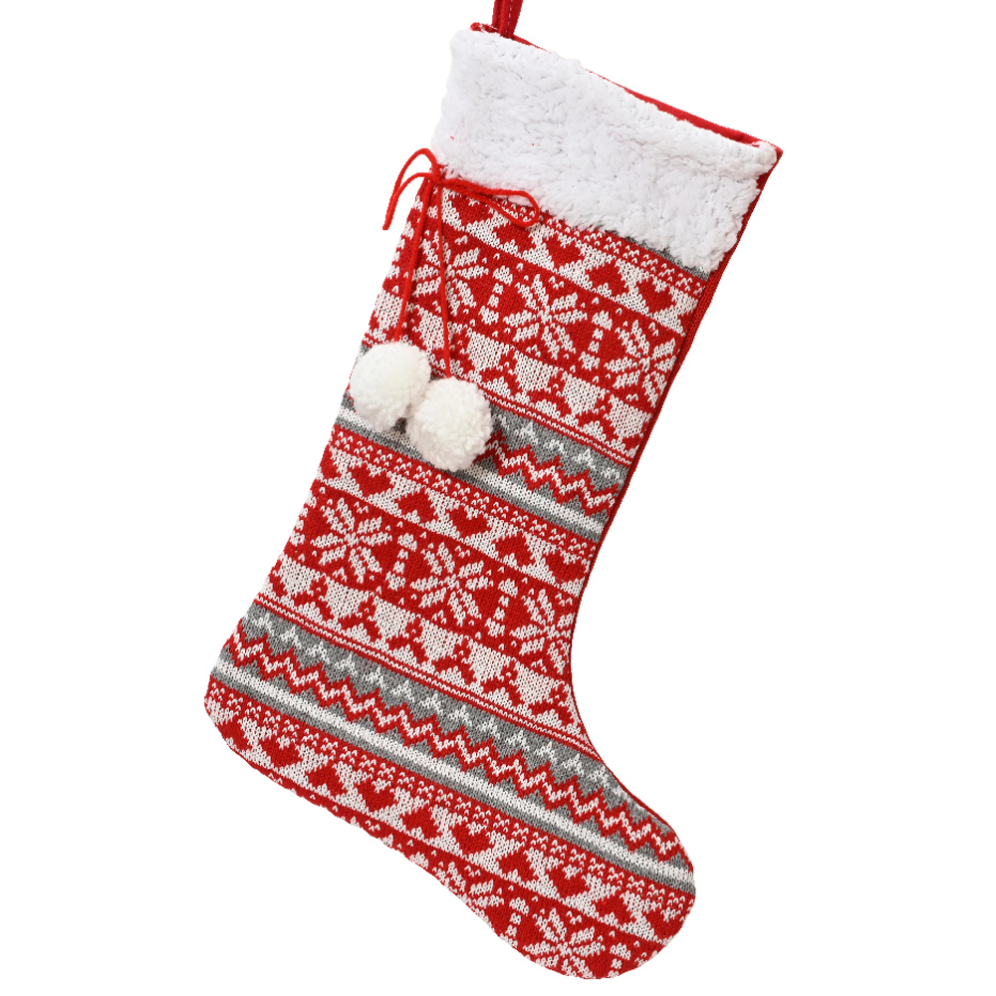 Decoris kerstsok - Met pompoms
