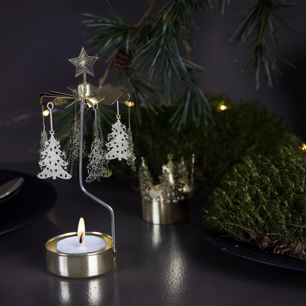 Pluto theelicht carrousel - Met kerstbomen