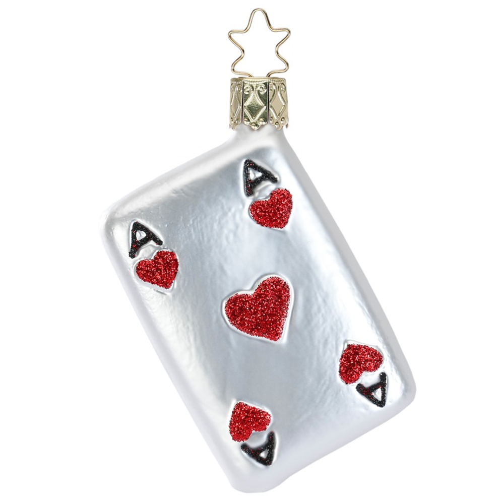 Inge Glas kerstornament - Harten aas