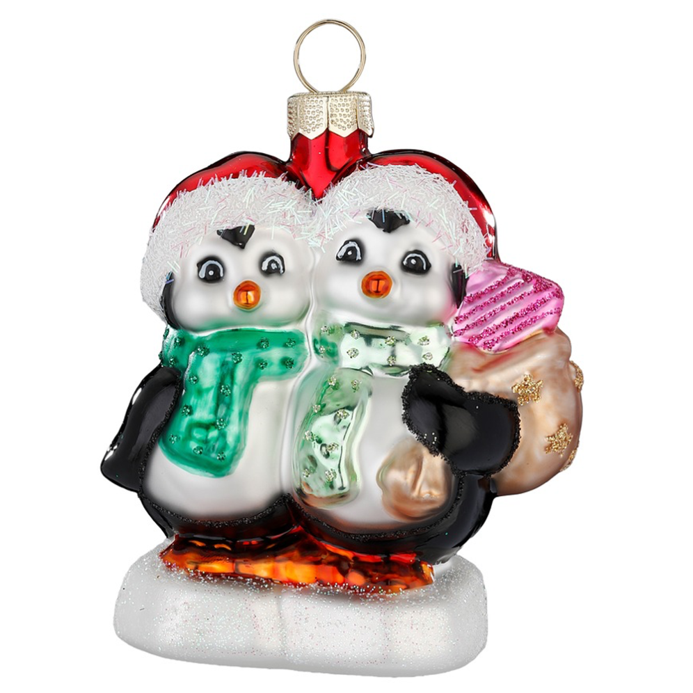 Inge Glas kerstornament - Pinguïns