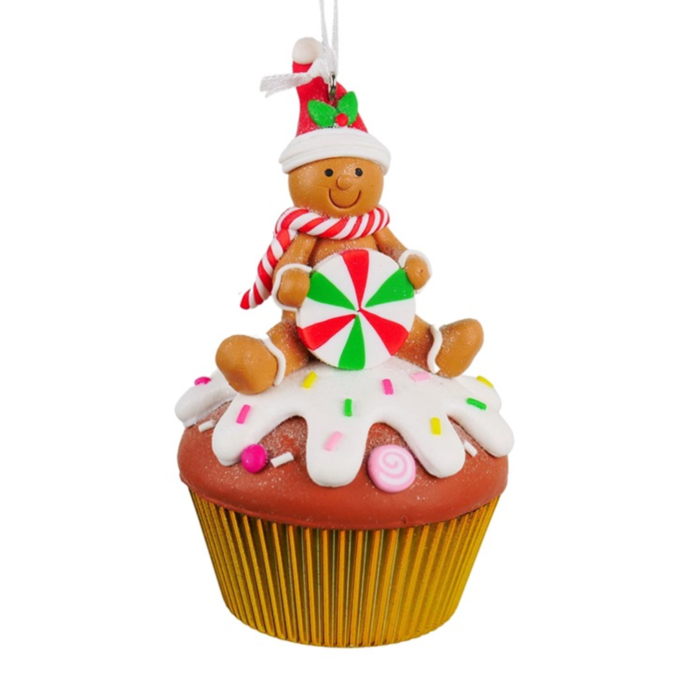 Kurt Adler kerstornament - Cupcake met gingerbread poppetje