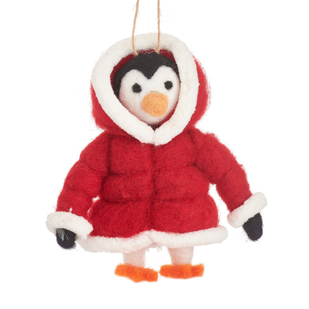 Sass & Belle kerstornament - Pinguïn in puffer jasje