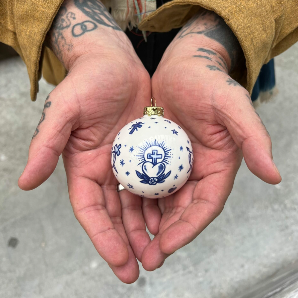 Royal Delft kerstbal - Schiffmacher tattoo - 7cm