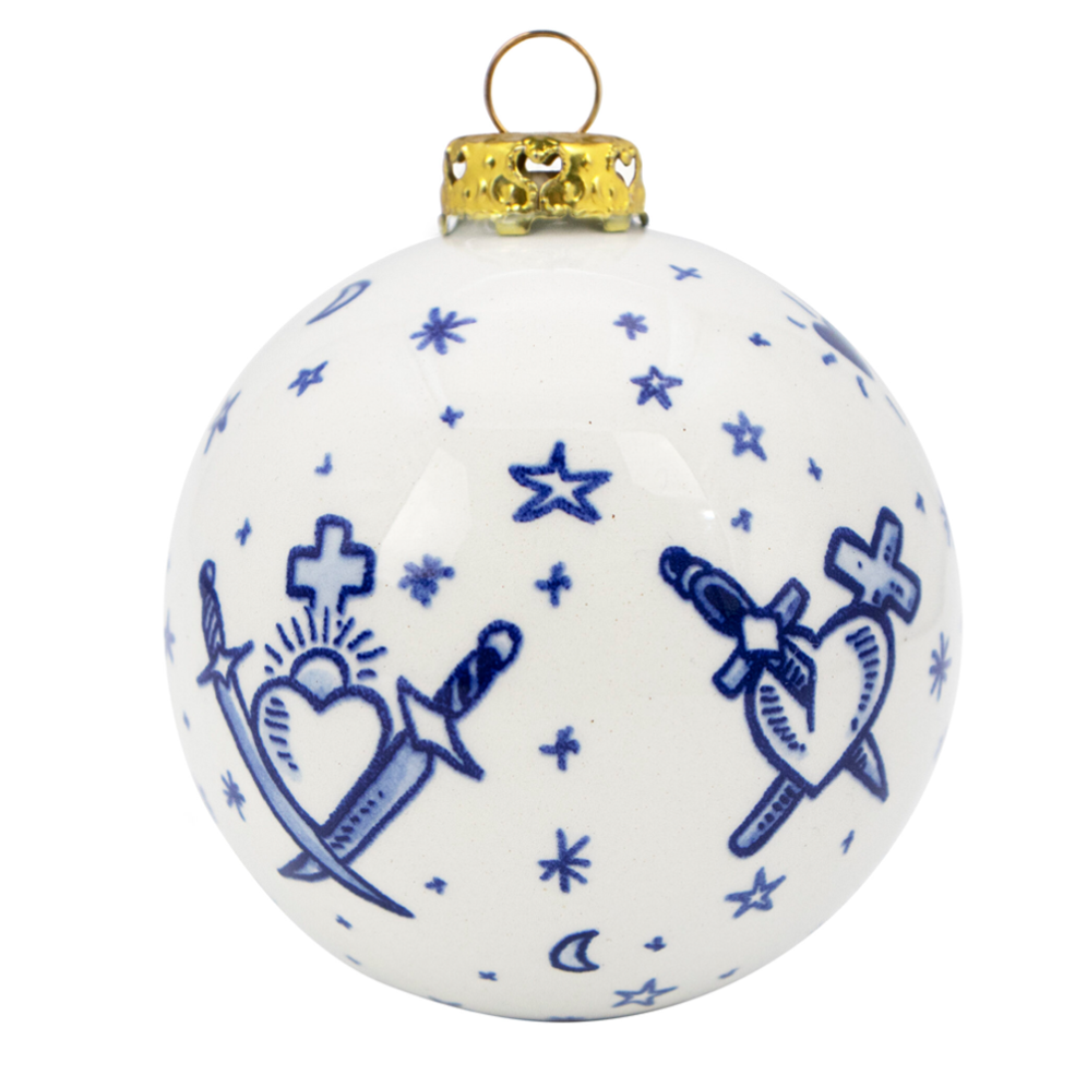 Royal Delft kerstbal - Schiffmacher tattoo - 7cm