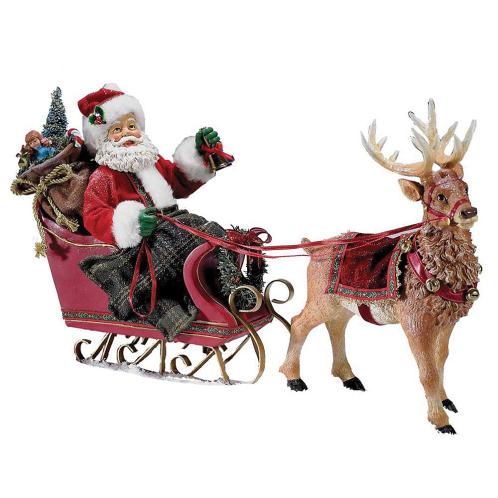 Kurt Adler kerstbeeld - Kerstman met rendier