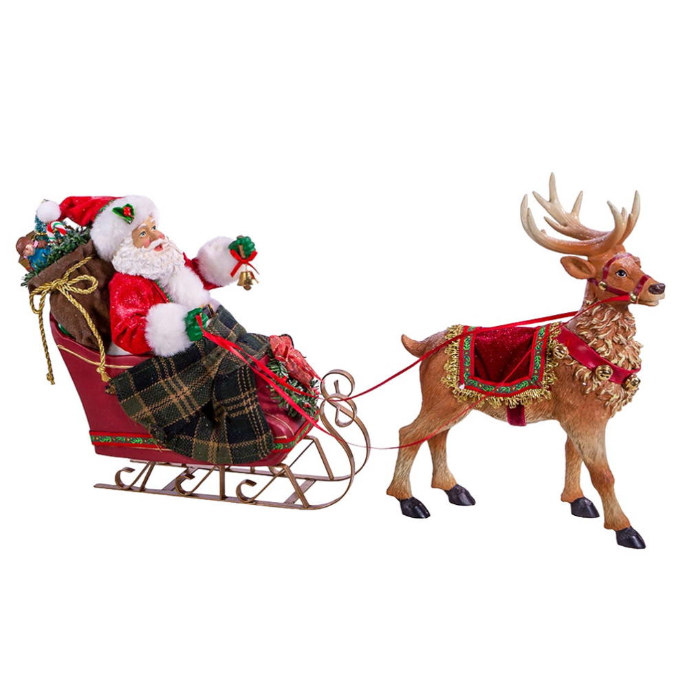 Kurt Adler kerstbeeld - Kerstman met rendier