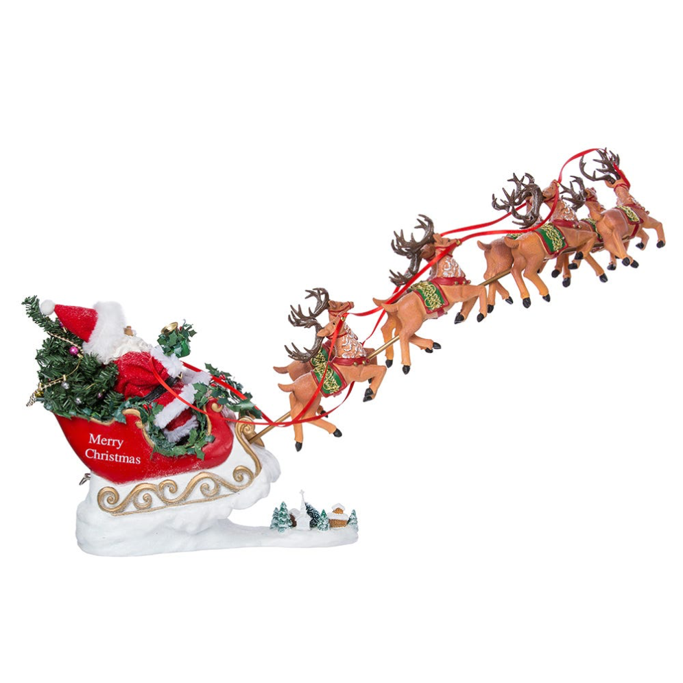 Kurt Adler Fabriché kerstbeeld - Kerstman met rendieren