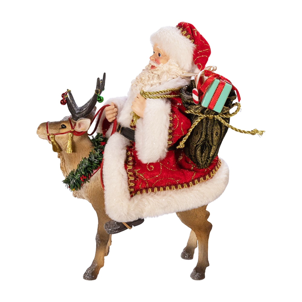 Kurt Adler Fabriché kerstbeeld - Kerstman op rendier