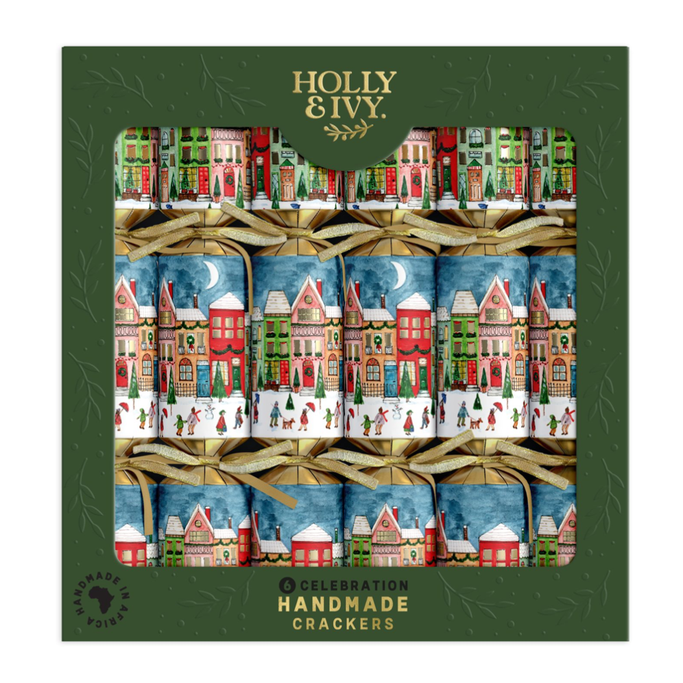 Holly & Ivy Christmas crackers - Village Scene - Set van 6