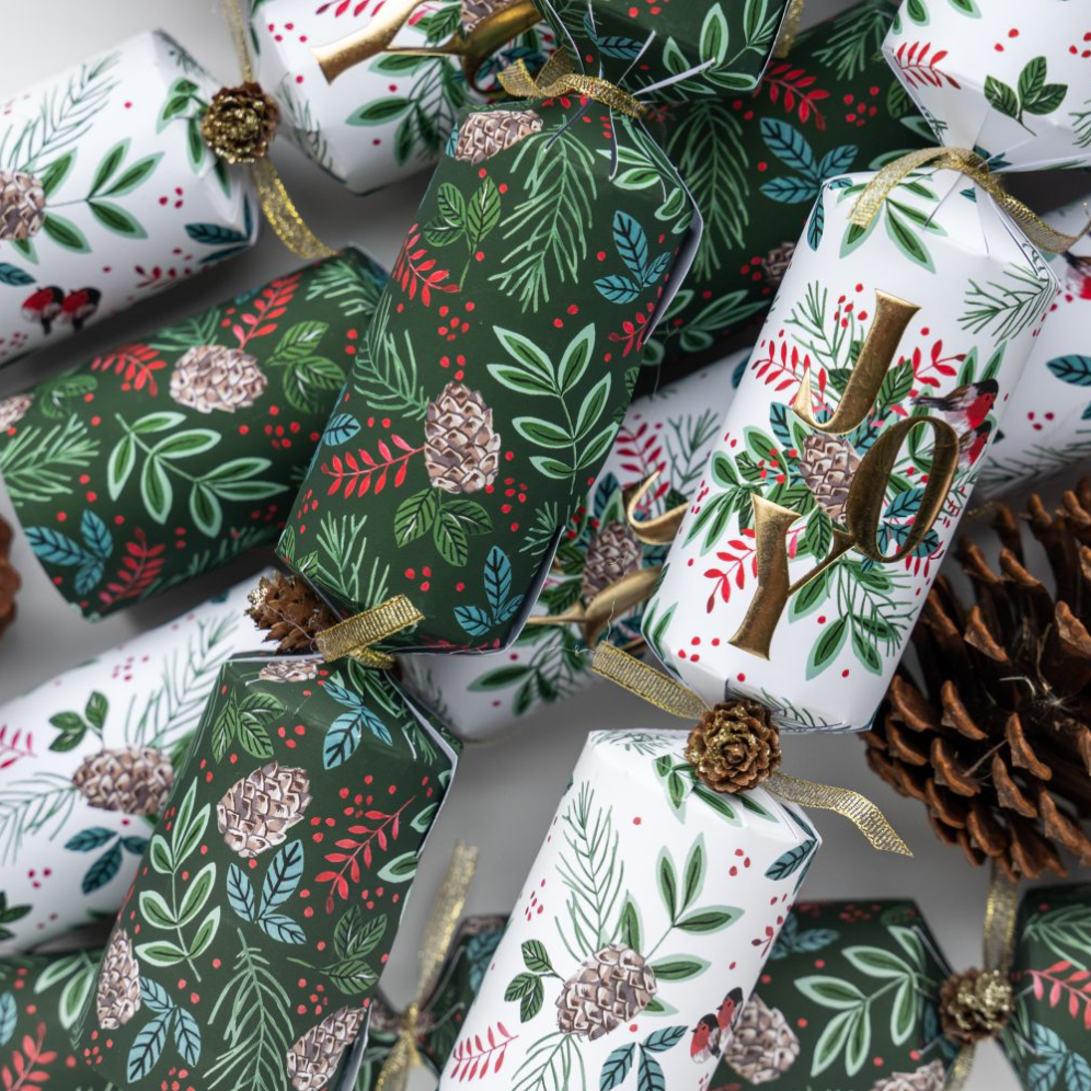 Holly & Ivy Christmas crackers - Joy and sprigs - Set van 6