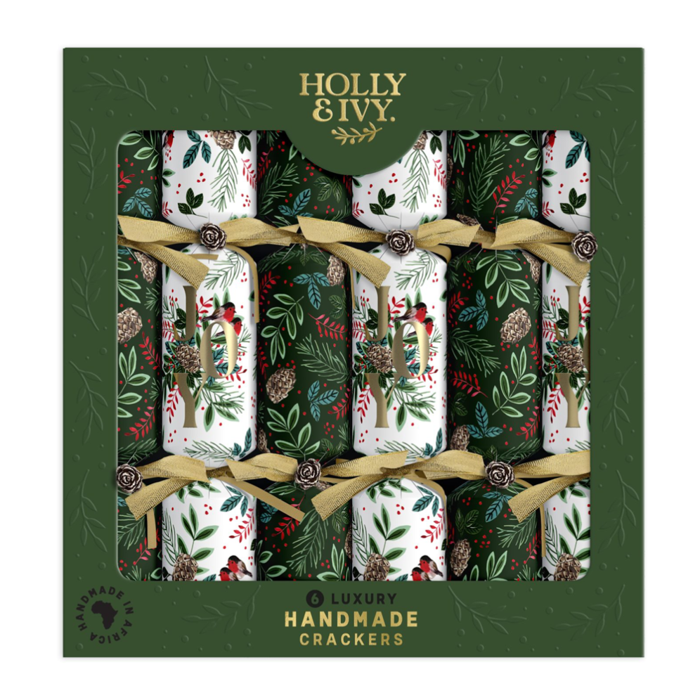 Holly & Ivy Christmas crackers - Joy and sprigs - Set van 6