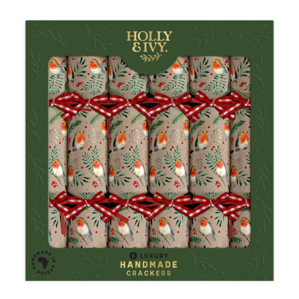 Holly & Ivy Christmas crackers - Robin - Set van 6