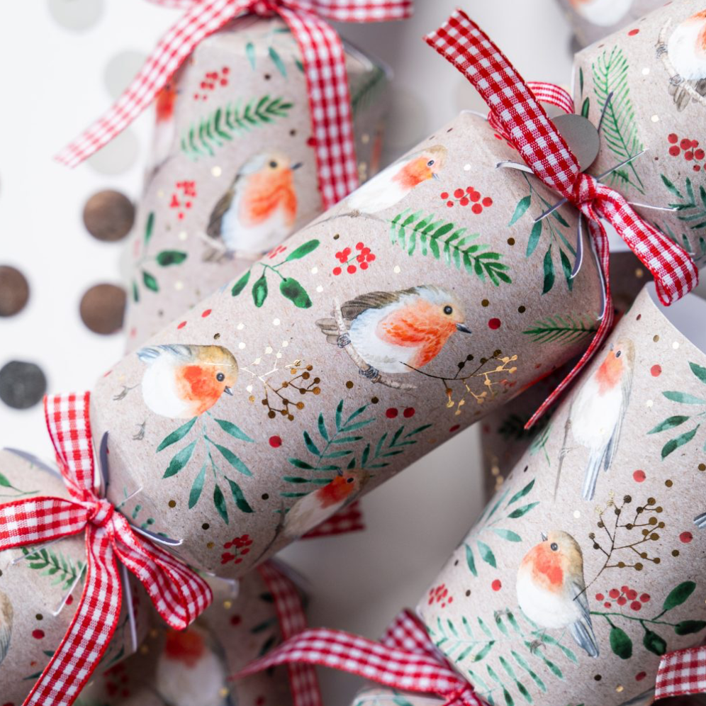 Holly & Ivy Christmas crackers - Robin - Set van 6
