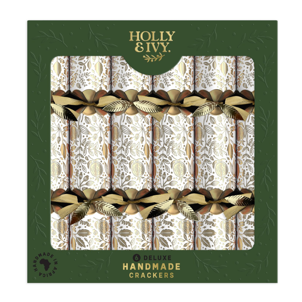 Holly & Ivy Christmas crackers - Gold Pomegranate - Set van 6
