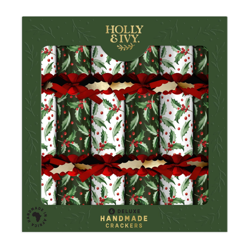 Holly & Ivy Christmas crackers - Holly - Set van 6