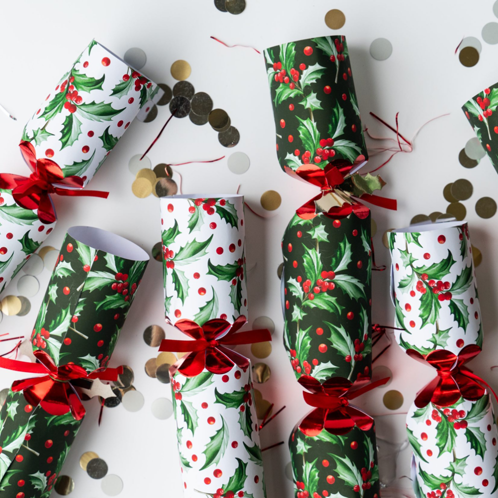 Holly & Ivy Christmas crackers - Holly - Set van 6