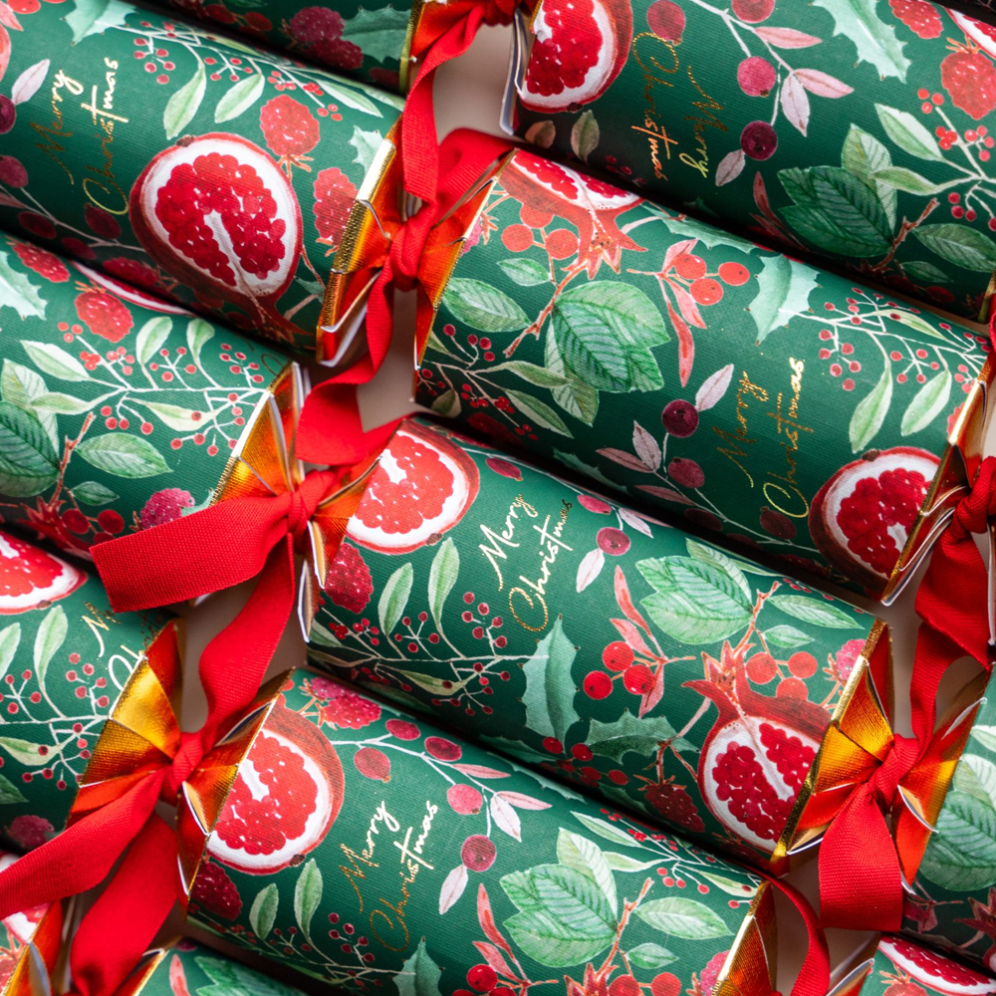 Holly & Ivy Christmas crackers - Rich pomegranate - Set van 6