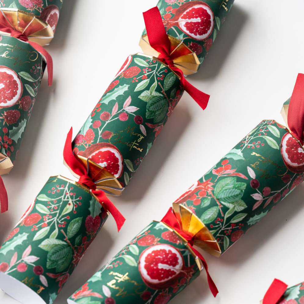 Holly & Ivy Christmas crackers - Rich pomegranate - Set van 6