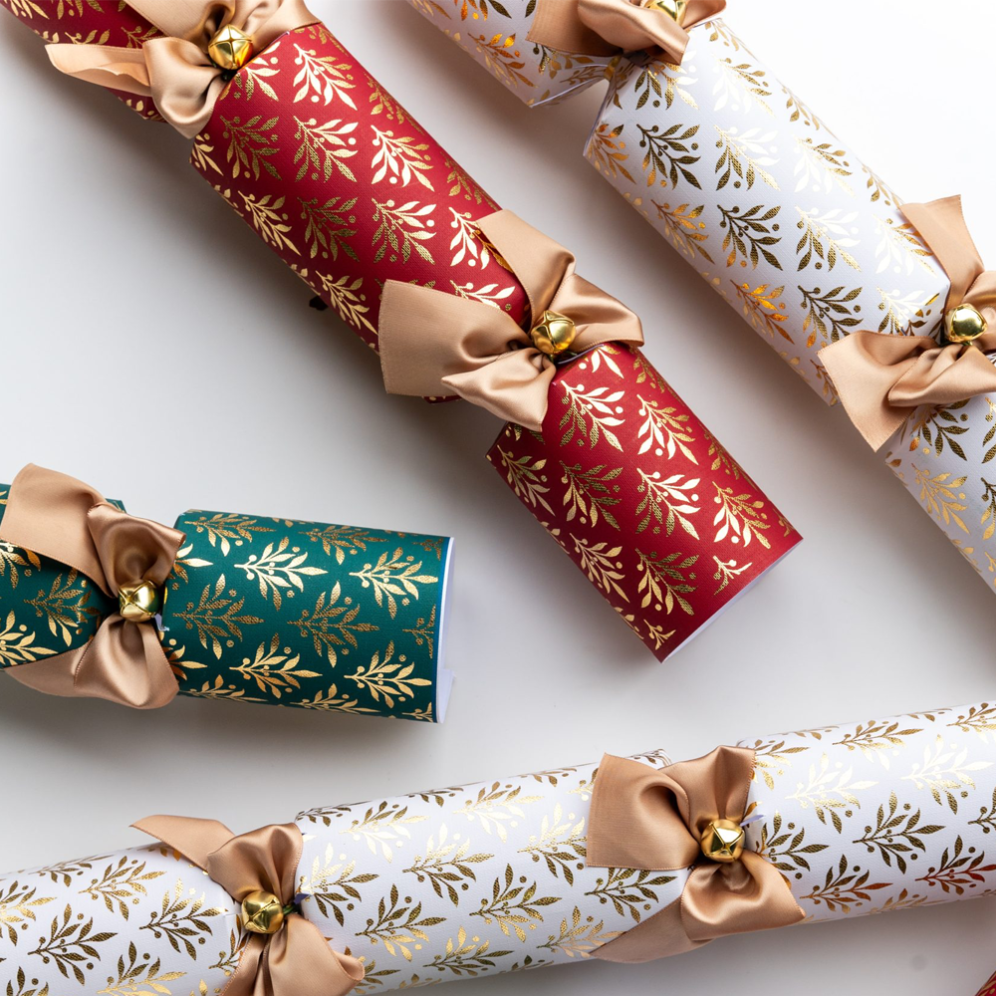 Holly & Ivy Christmas crackers - Traditional damask - Set van 6