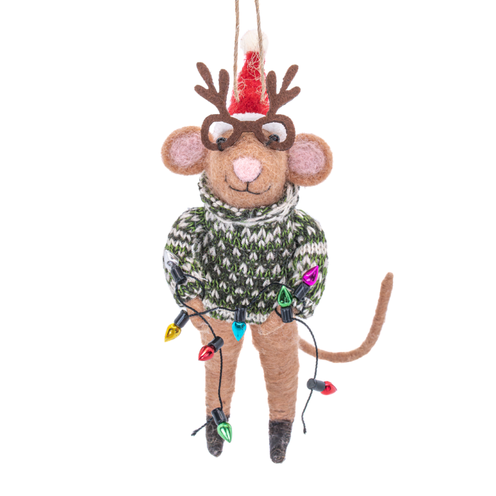 Sass & Belle kerstornament - Kerstmuis