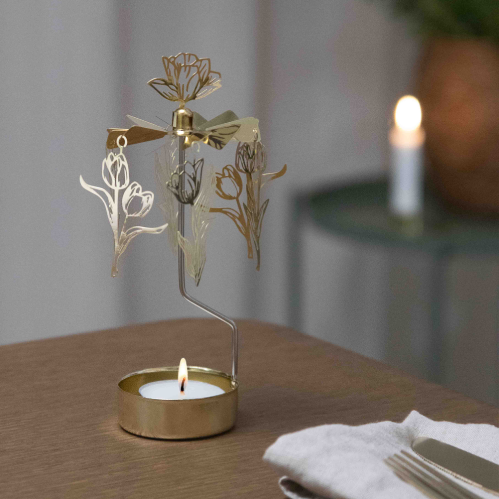 Pluto theelicht carrousel - Met tulpen