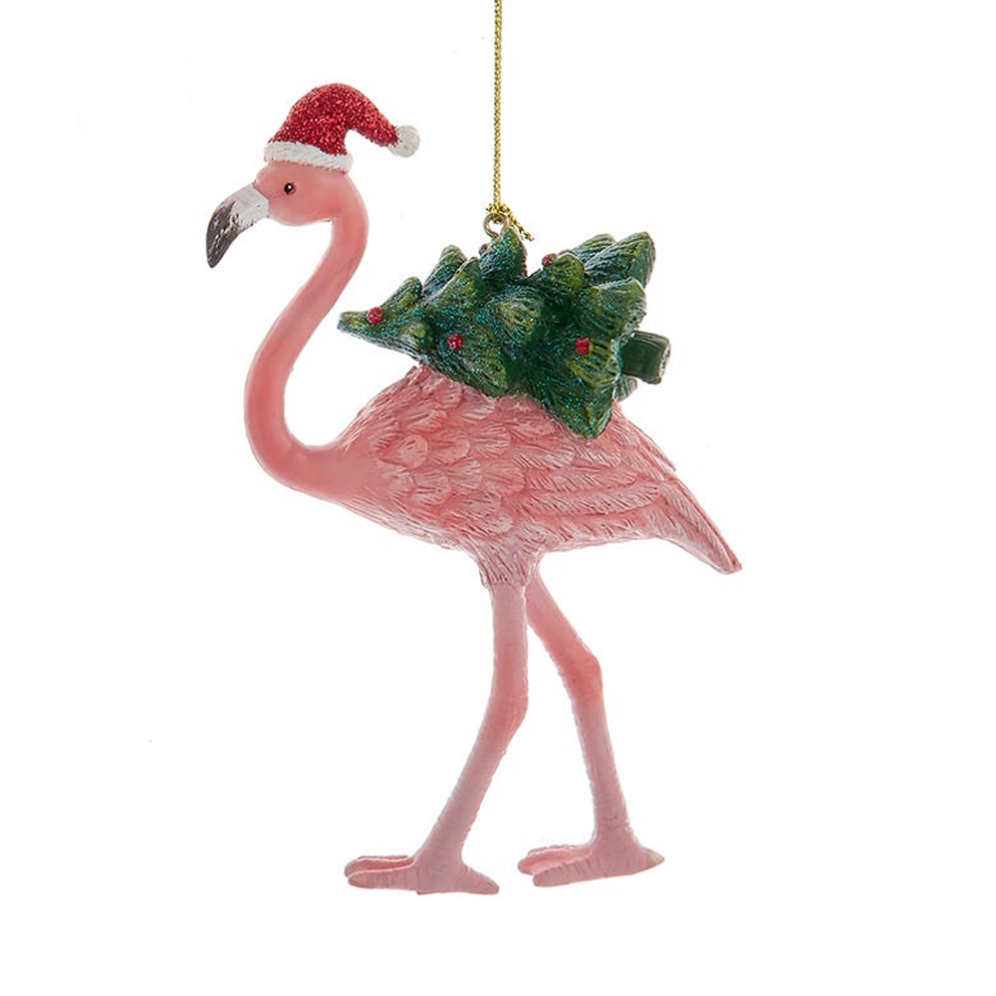 Kurt Adler kerstornament - Flamingo met kerstboom