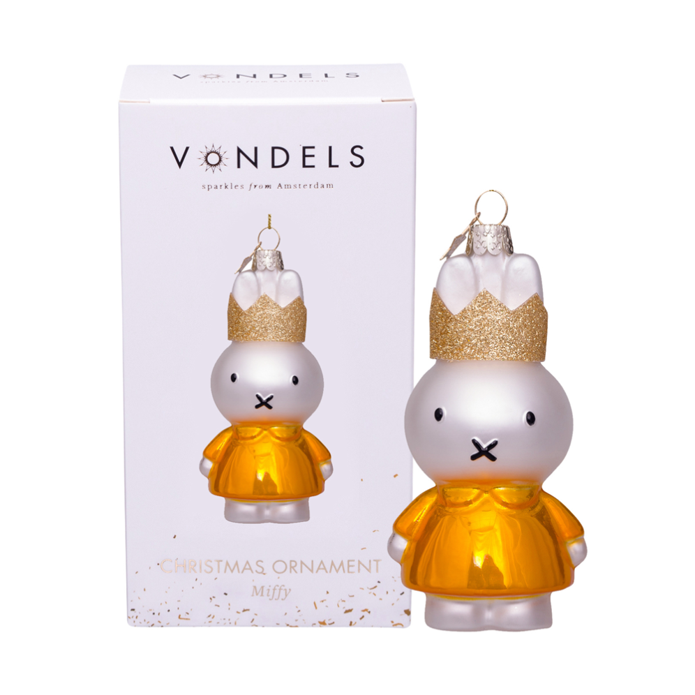 Vondels kerstornament - Nijntje met gele jurk