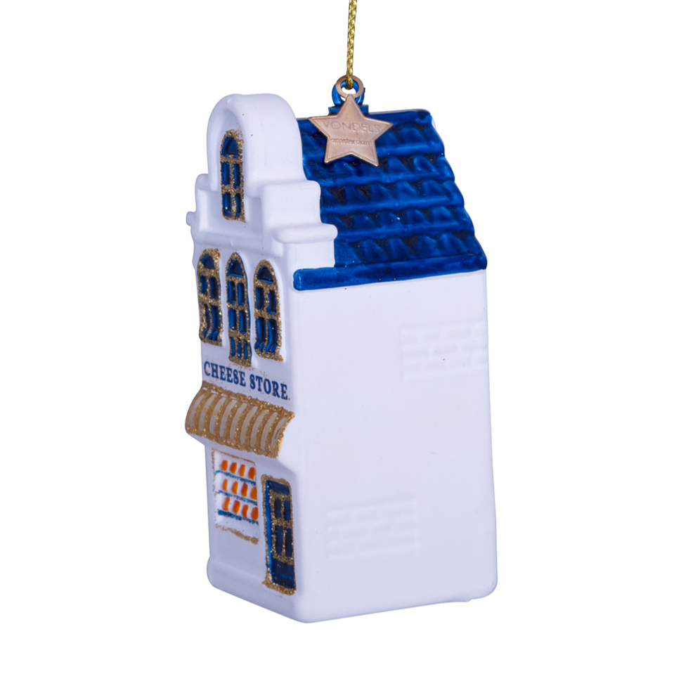 Vondels kerstornament - Grachtenpand - Kaaswinkel