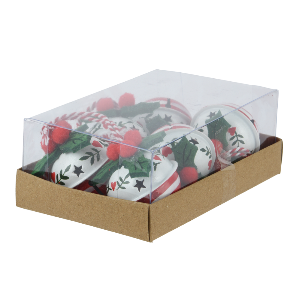 Decoris kerstornamenten - Bellen - Set van 6