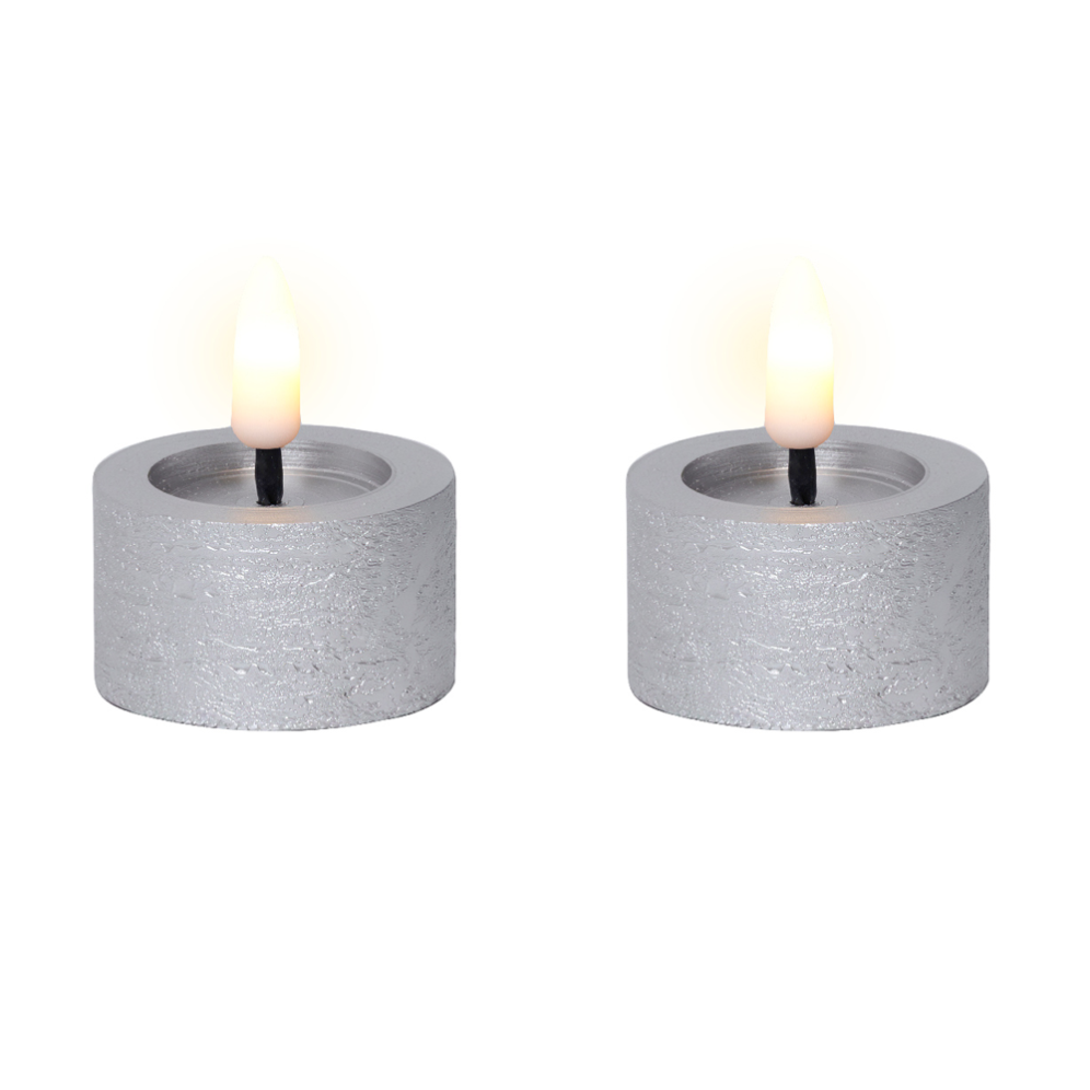 Lumineo LED theelicht - Zilver - Set van 2