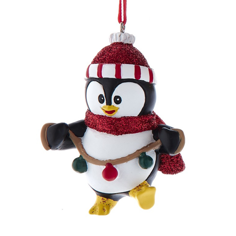 Kurt Adler kerstornament - Pinguïn met kerstlichtjes