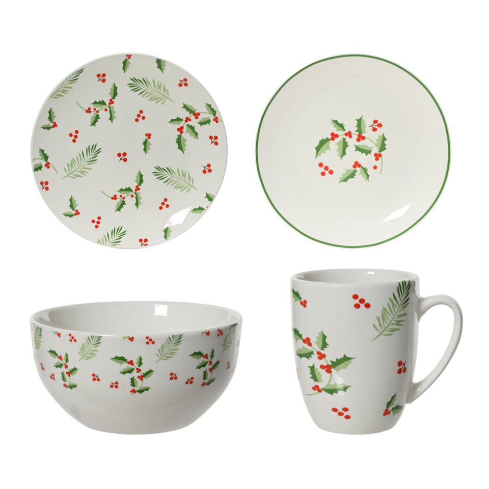 Decoris dinerset - Met hulsttakken - Set van 16