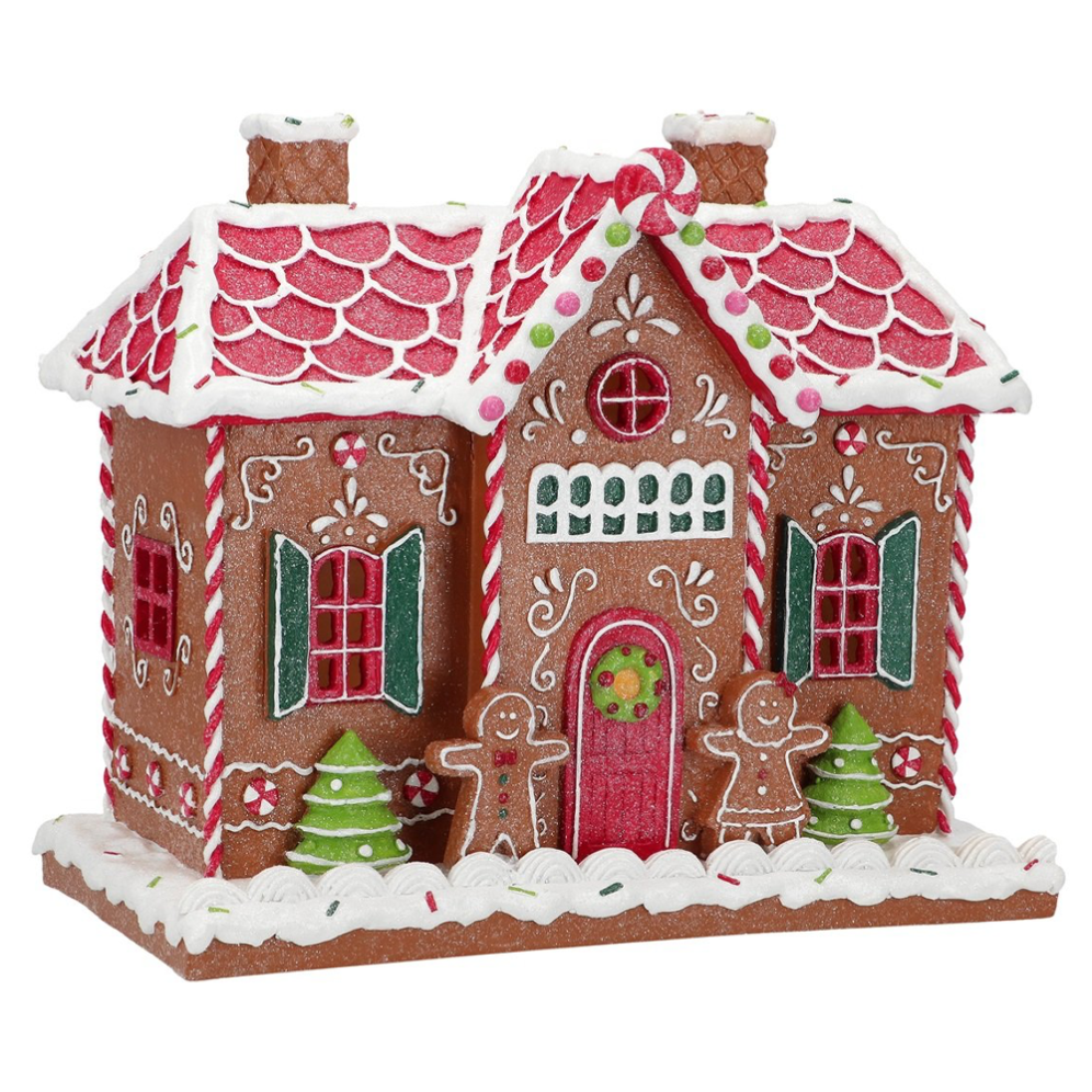 Timstor kerstbeeld - Gingerbread huis - Met LED