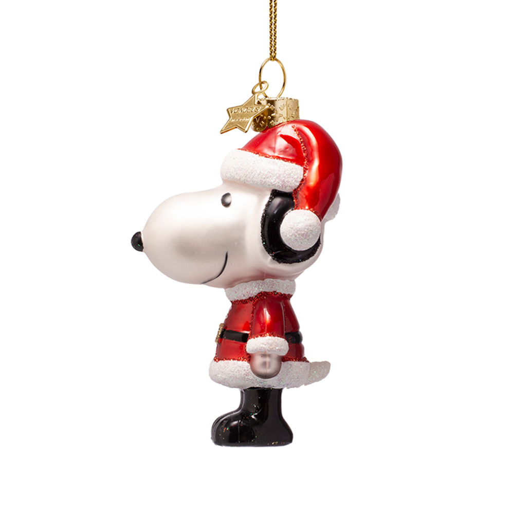 Vondels kerstornament - Snoopy - Met kerstmuts
