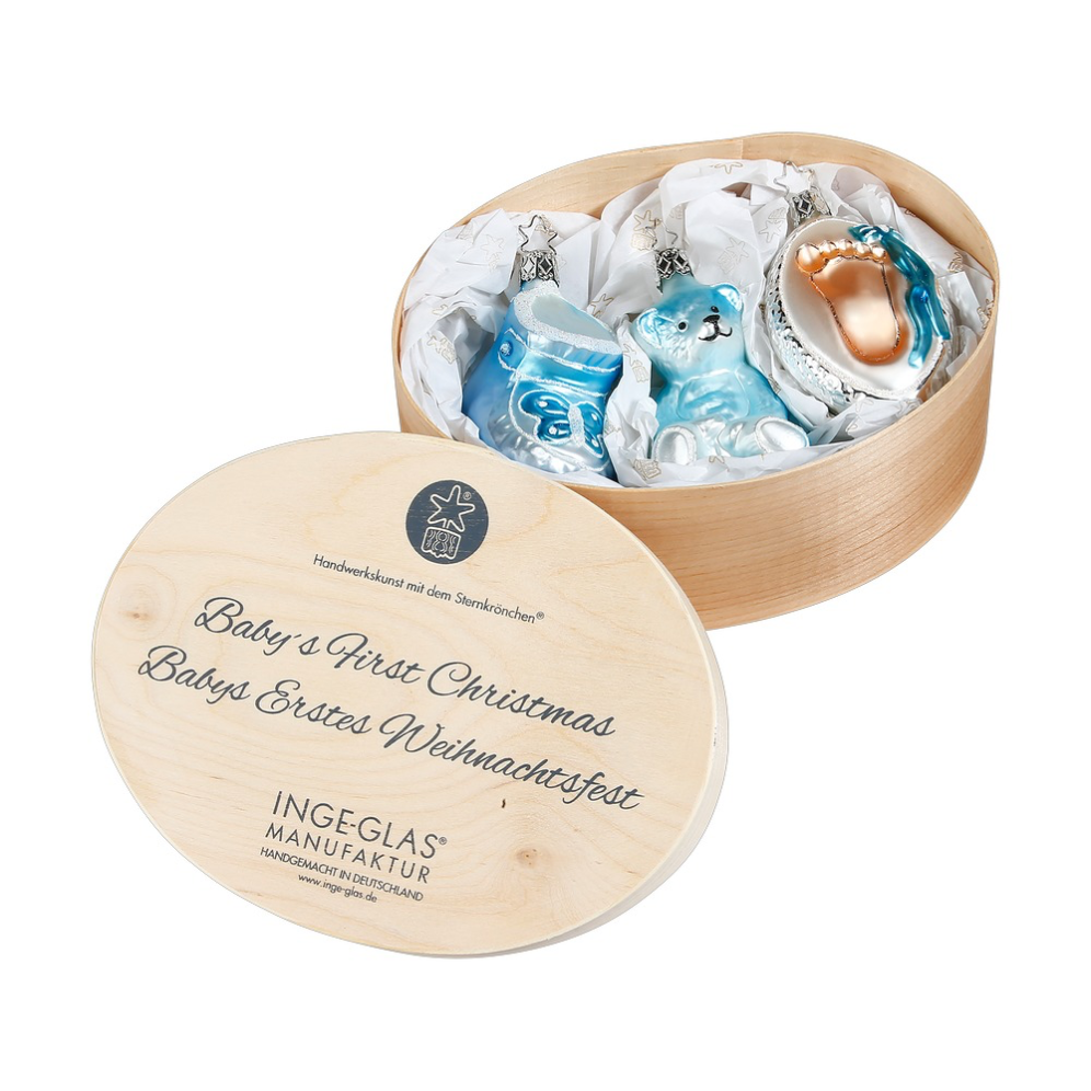 Inge Glas kerstornamenten - Baby’s First Christmas - Set van 3